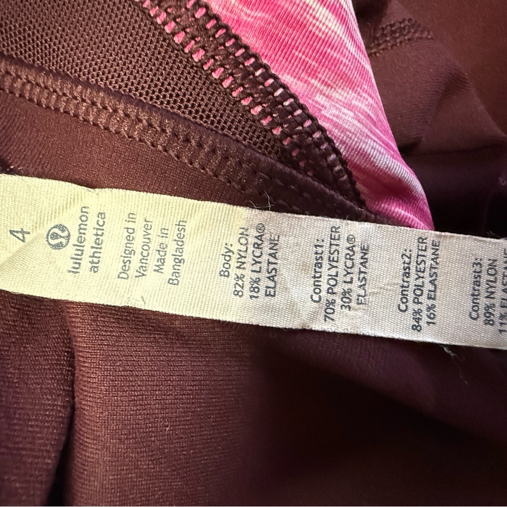 lululemon athletica Burgundy Leggings with Patterned Waistband - Picture 5 of 5